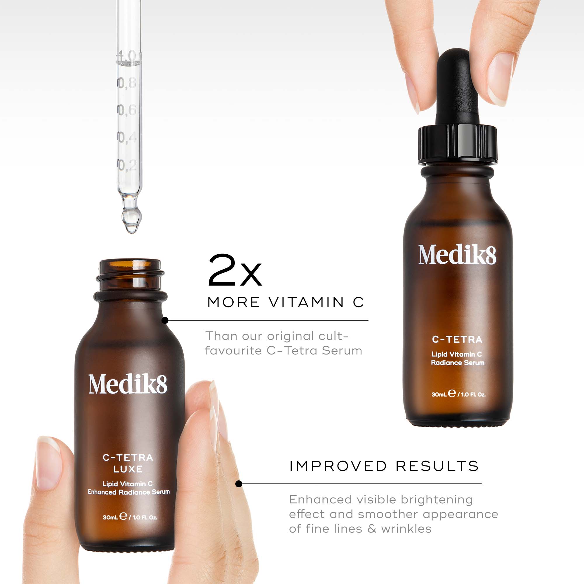 medik8 c tetra lipid vitamin c antioxidant serum C-Tetra Luxe 14% Enhanced Radiance Serum: Recommended Enhanced with soothing centella asiatica to ensure a comfortable application for sensitive skin Vitamin C C-Tetra Lipid Vitamin