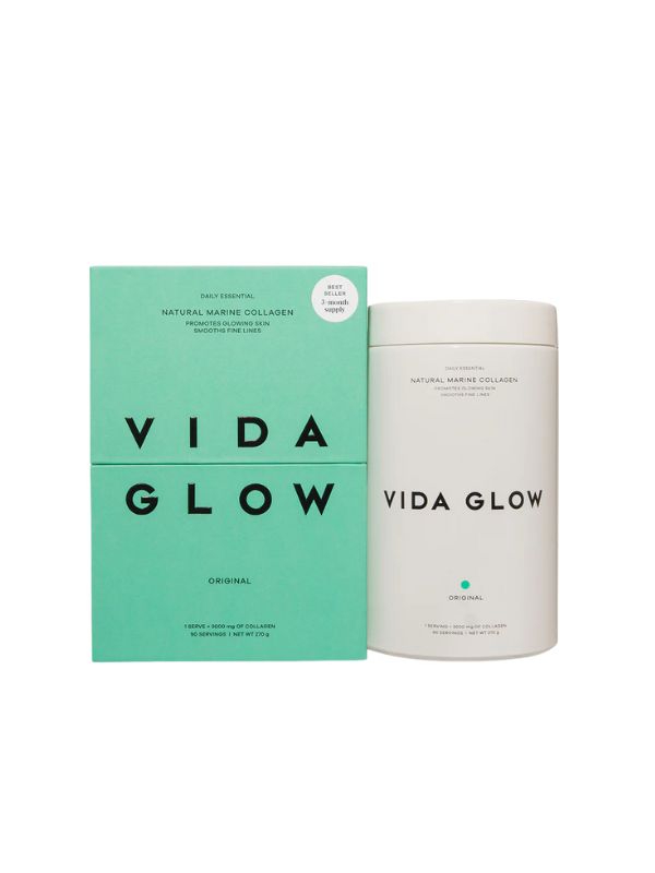 Vida Glow Natural Marine Collagen Powder 270g - New Glass Jar